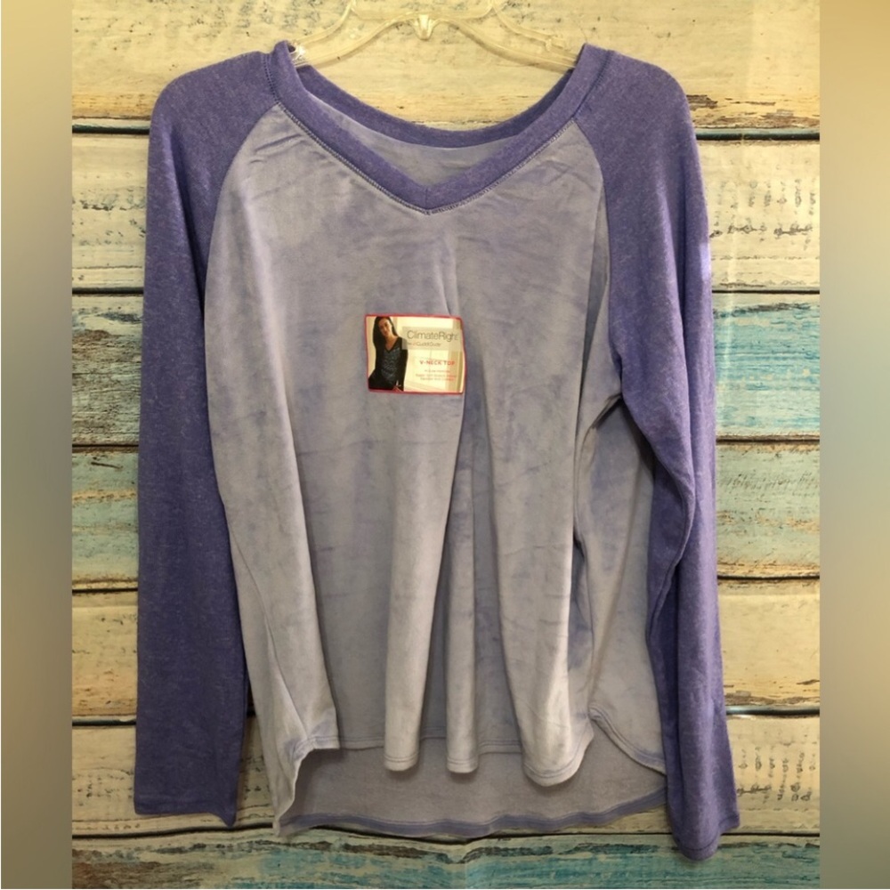 ❌Cuddl Duds Climate Right Womens Vneck Sweater Soft Hi-Low Hemline Large
